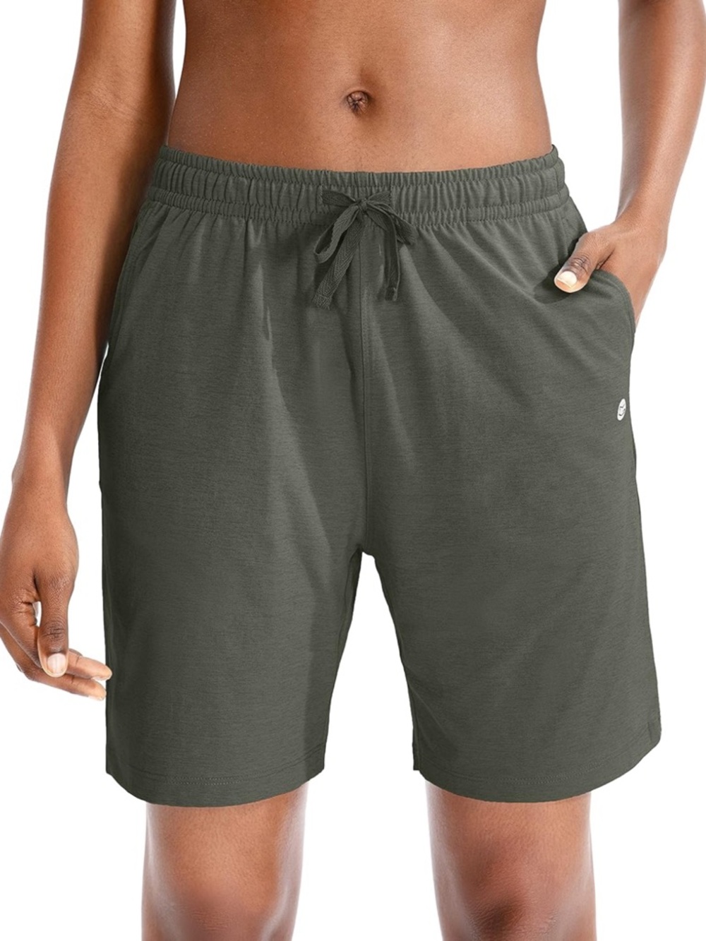 Women's Drawstring Shorts Bermudas - Dark Green
